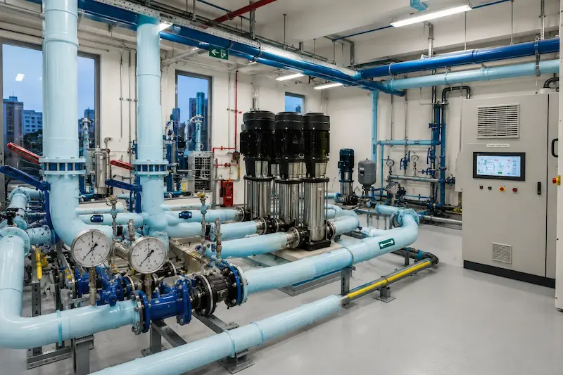 Mechanical pump room and water supply installation